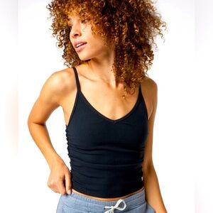 Vuori Women’s Size Extra Large Athleisure Rib Ruched Tank Black